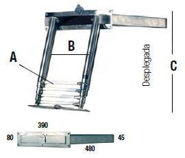 Escalera empotrable en inox.