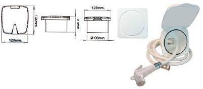 Ducha blanca  base y manguera flexible.