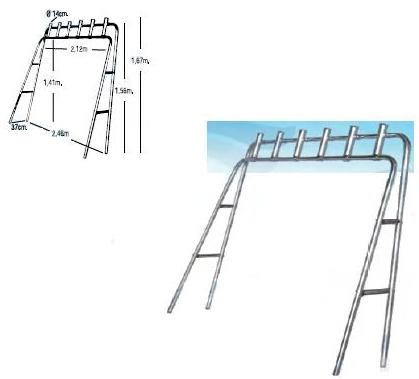 Arco de radar en aluminio con 6 portacañas.
