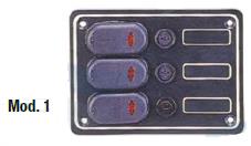 Panel de control con portafusibles aluminio negro. Interruptores con LED.