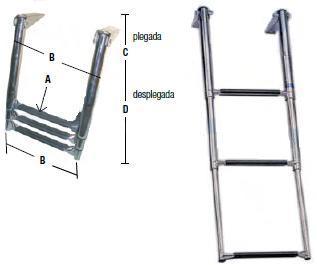 Escalera telescópica plegable en inox.
