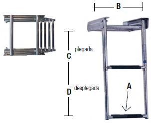 Escalera telescópica plegable en inox.
