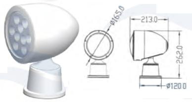 Faro teledirigido con mando a distancia.
