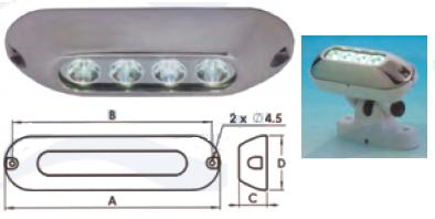 Luces resistentes al agua y al aire libre. Pueden utilizarse tanto bajo el agua como por encima de la línea de flotación