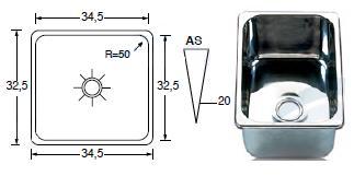 Fregadero inox 325x345mm