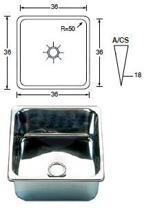 Fregadero inox 360x360mm