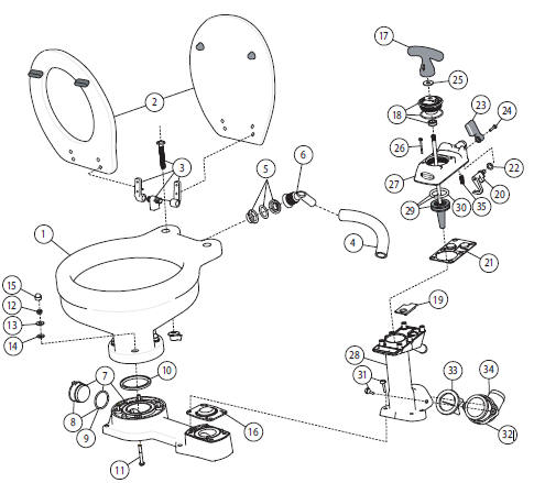 Jabsco Twist and lock toilet spares